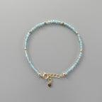 Tiny Sky Blue Apatite Bracelet Dainty Gemstone Beaded Bracelet Crystal Jewelry Minimalist Boho Chic Birthday Gift for Mom Wife Bridesmaids