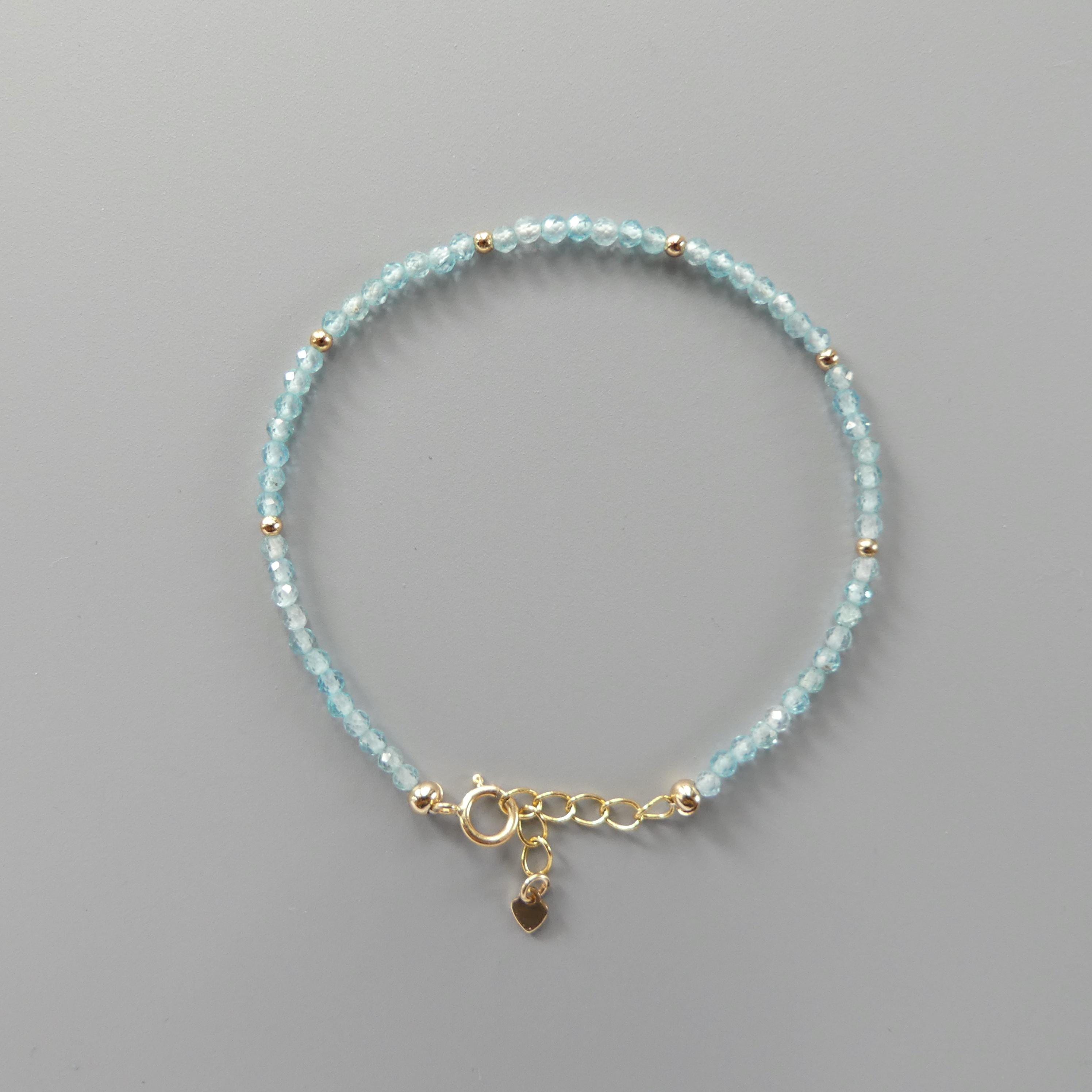 Tiny Sky Blue Apatite Bracelet Dainty Gemstone Beaded Bracelet Crystal Jewelry Minimalist Boho Chic Birthday Gift for Mom Wife Bridesmaids