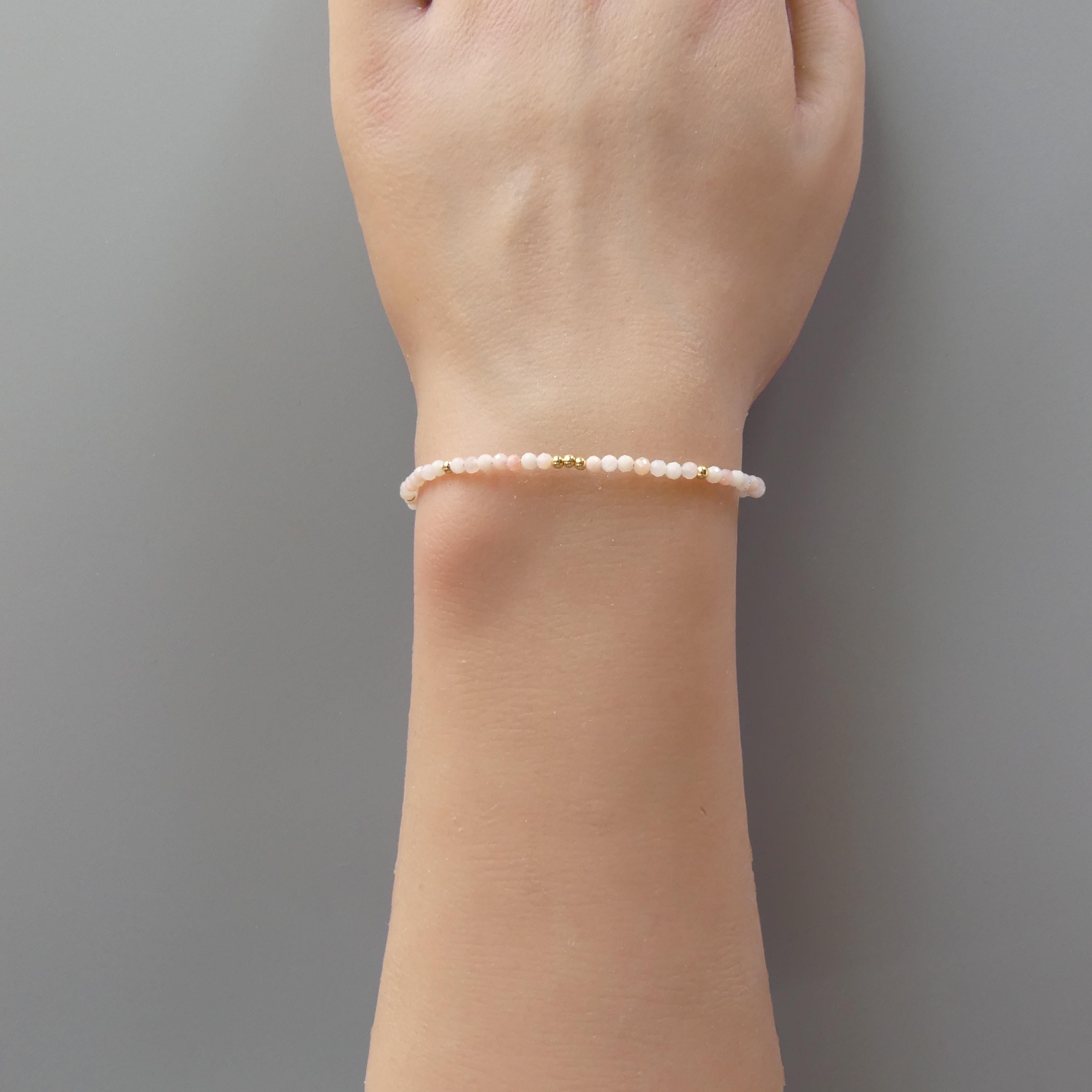 Tiny Pink Opal Bracelet -Dainty Gemstone Jewelry