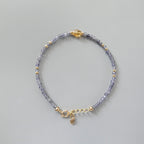 Tiny Iolite Bracelet With Citrine -Dainty Beaded Jewelry