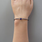 Tiny Blue Sapphire Bracelet - Dainty Gemstone Beaded Jewelry