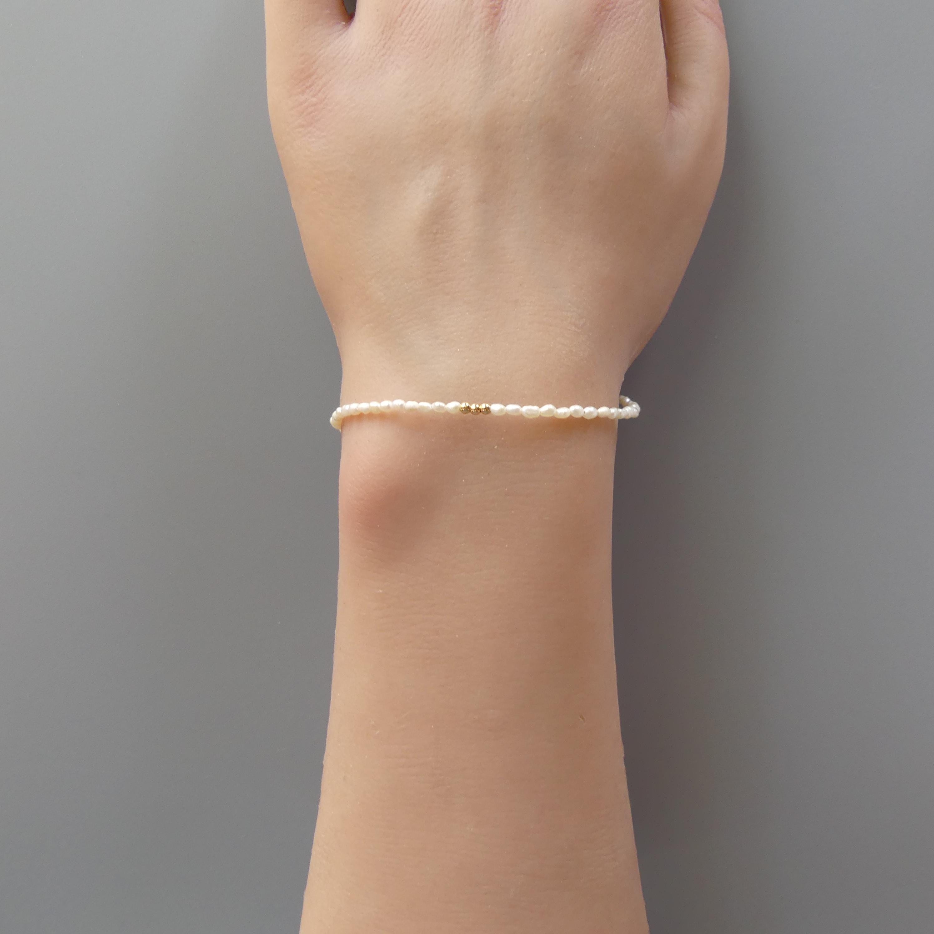 Tiny Natural Micro Pearl Bracelet -Dainty June Birthstone Jewelry