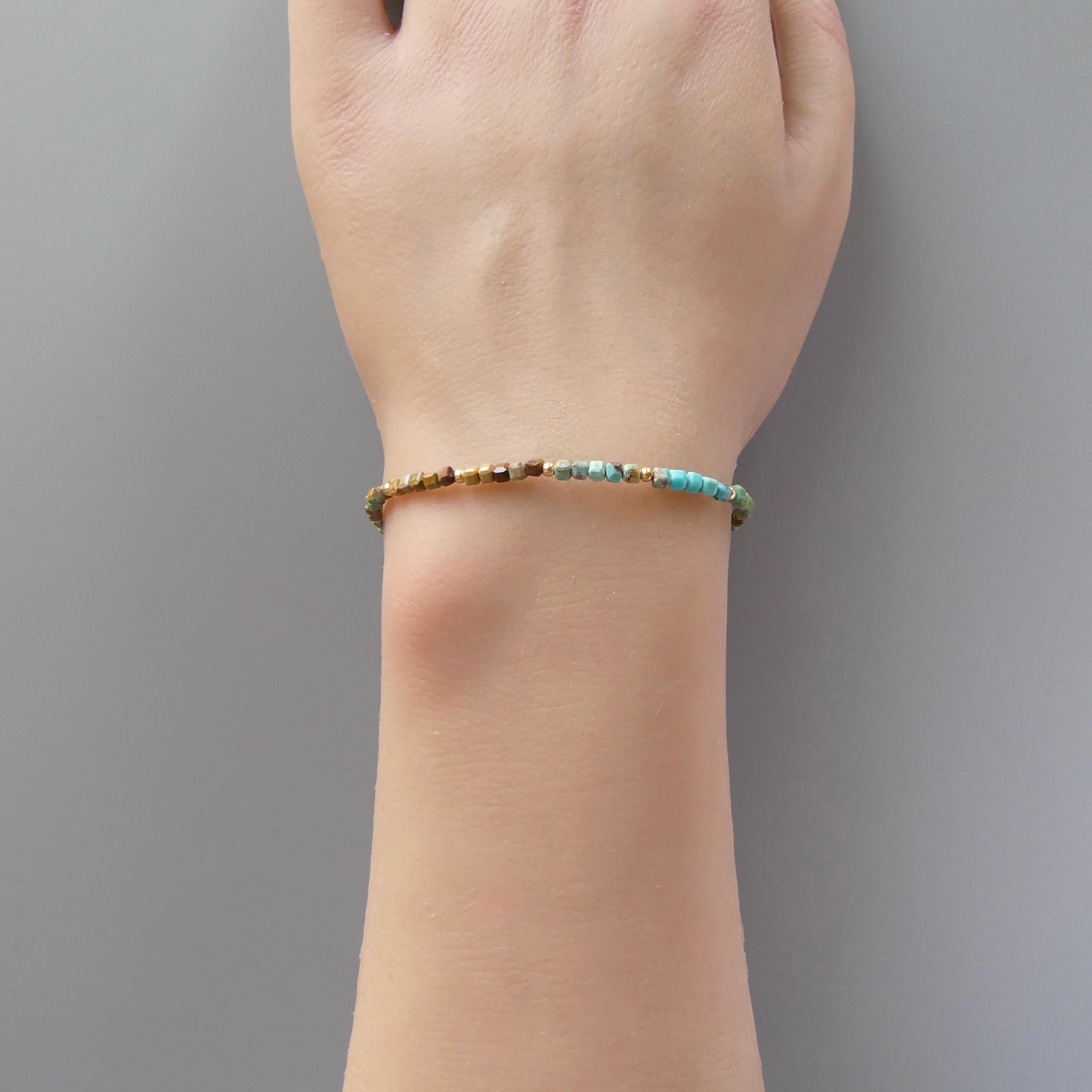 Tiny Arizona Turquoise Bracelet -Dainty Multicolor Turquoise Jewelry