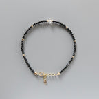 Tiny Black Tourmaline Bracelet -Dainty Gemstone Beaded Jewelry