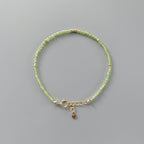Tiny Peridot Bracelet - Dainty August Birthstone Beaded Jewelry