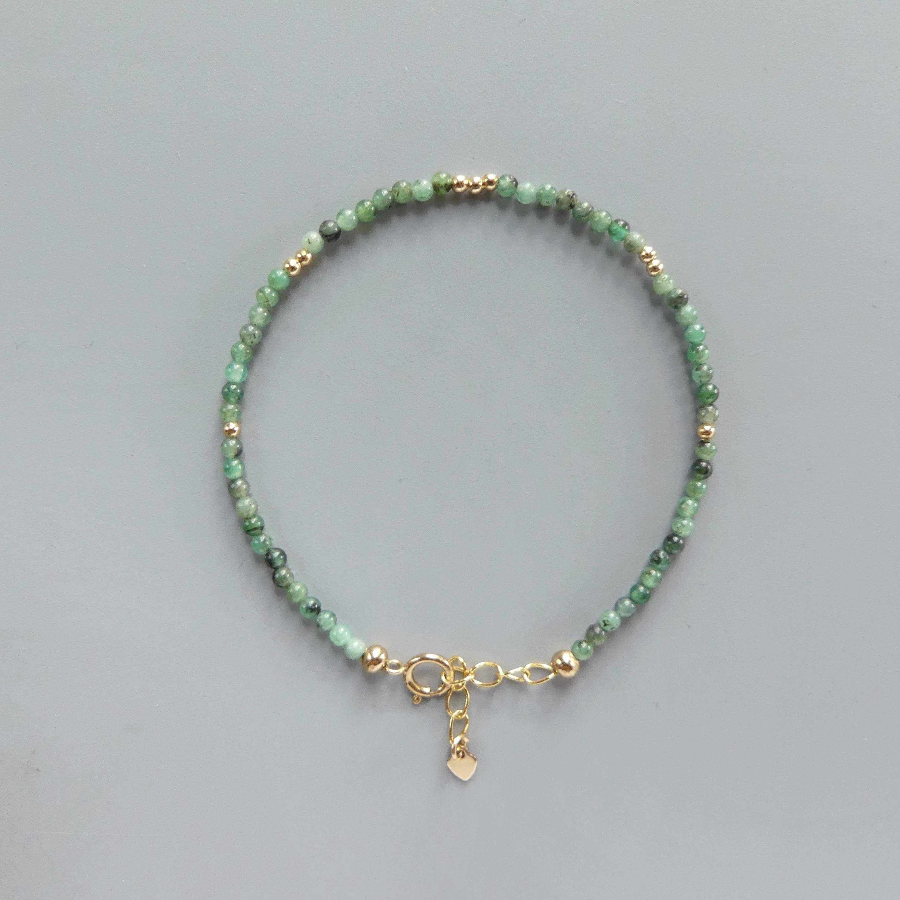 Tiny Emerald Bracelet - Dainty May Birthstone Jewelry