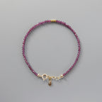 Tiny Rhodolite Bracelet Dainty Purple Garnet Bracelet Stacking Gemstone Beaded Crystal Jewelry Minimalist January Birthstone Gift Birthday