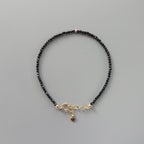 Tiny Black Tourmaline Bracelet Dainty Minimalist 1.5mm Jewelry