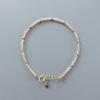 Tiny Peach Moonstone Bracelet Dainty Gemstone Beaded Jewelry