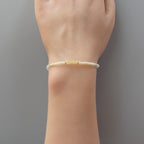 Tiny Prehnite Bracelet with Citrine Dainty Gemstone Beaded Minimalist Jewelry