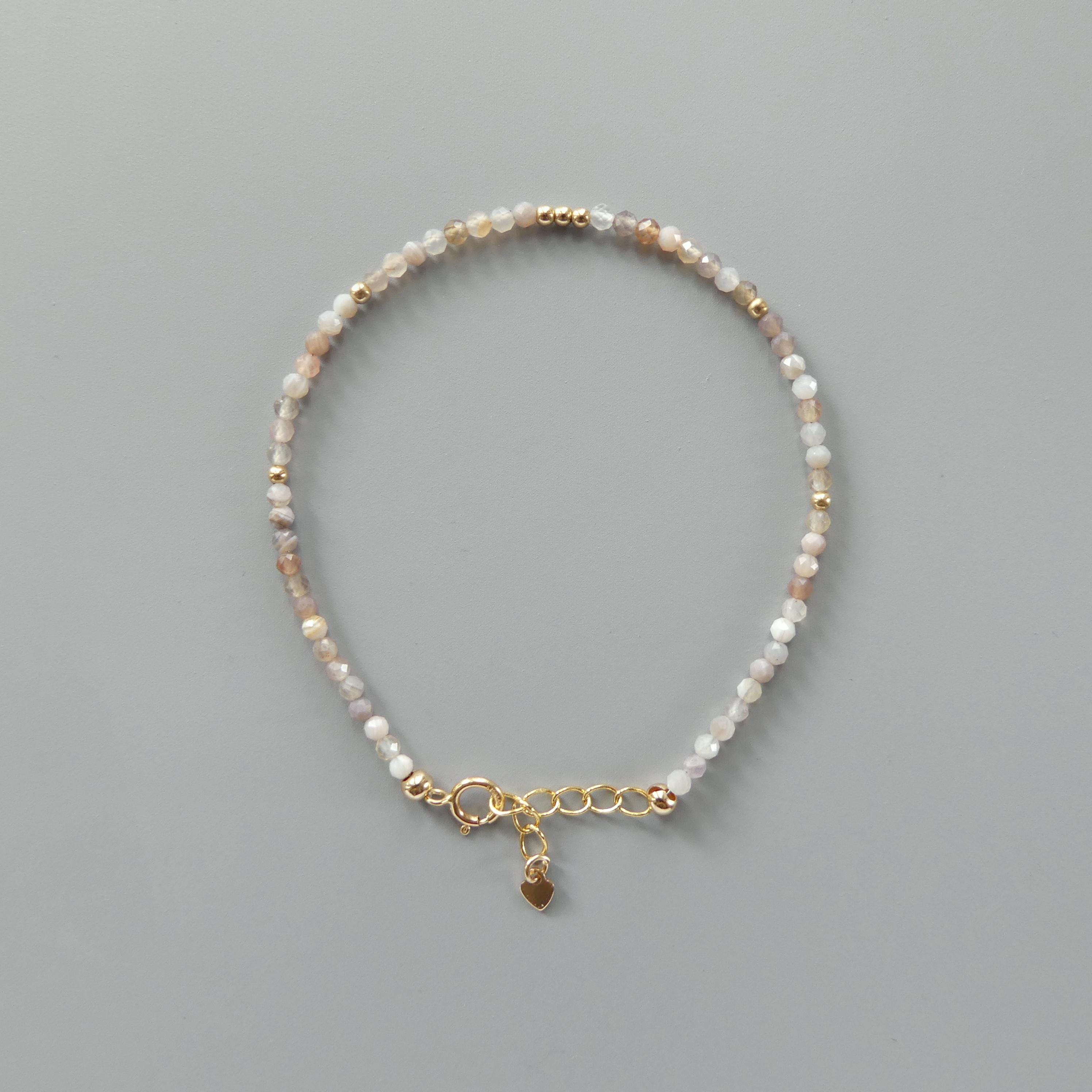 Tiny Botswana Agate Bracelet -Dainty Minimalist Jewelry for Women