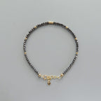 Tiny Hematite Bracelet - Dainty Gemstone Beaded Jewelry