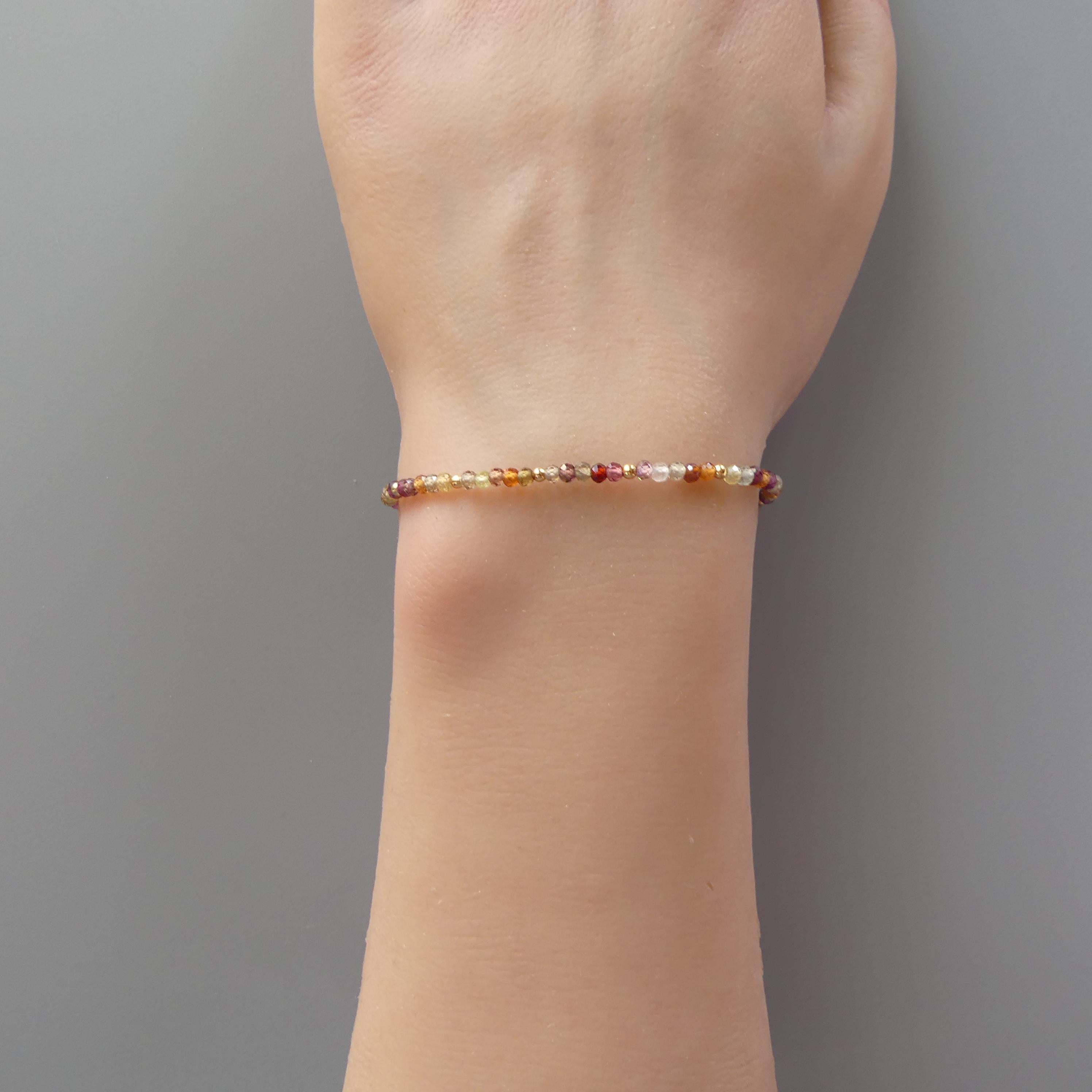 Tiny Colorful Sapphire Bracelet Dainty Tundra Sapphire Gemstone Beaded Bracelet Jewelry Minimalist September Birthstone Birthday Gift Wife