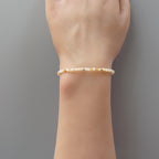Tiny Yellow Opal Bracelet Dainty Gemstone Beaded Minimalist Opal Jewelry October Birthstone Mom Birthday Gift 14th Anniversary Wife Mom