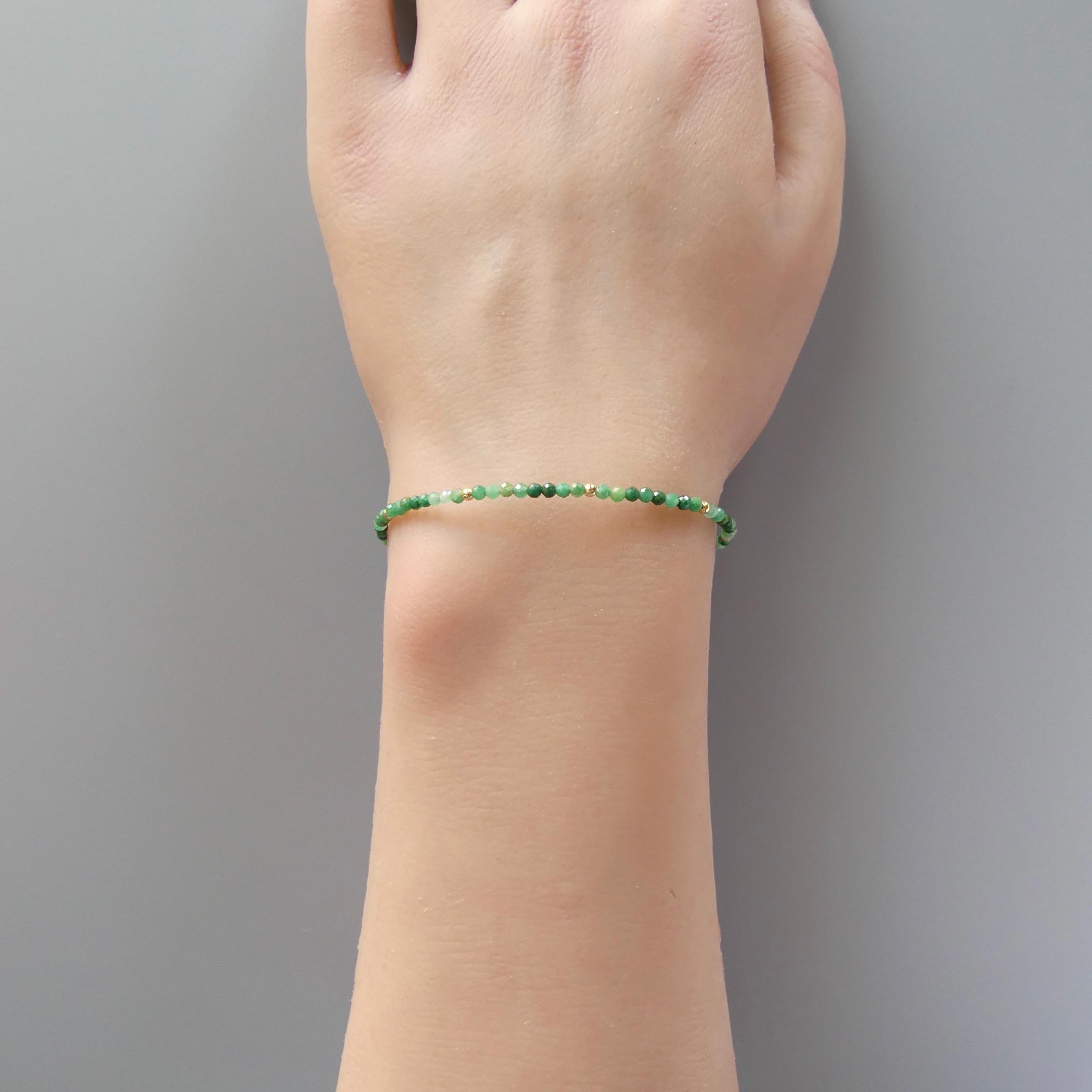 Tiny Jade Bracelet - Dainty Gemstone Beaded Jewelry