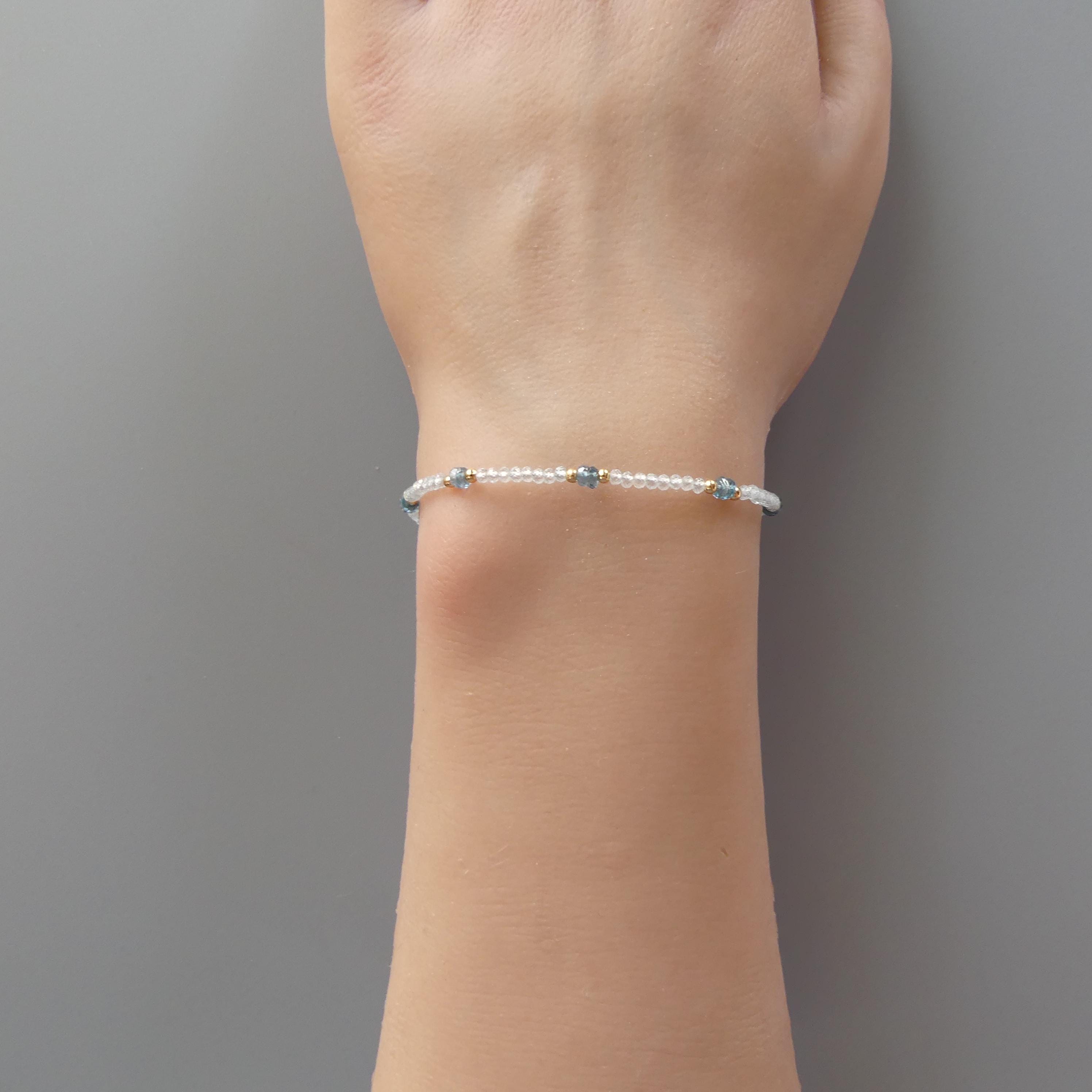 Tiny Sky Blue Topaz Bracelet - Dainty December Birthstone Jewelry