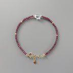 Tiny Garnet Bracelet with Aquamarine Dainty Crystal Minimalist Jewelry