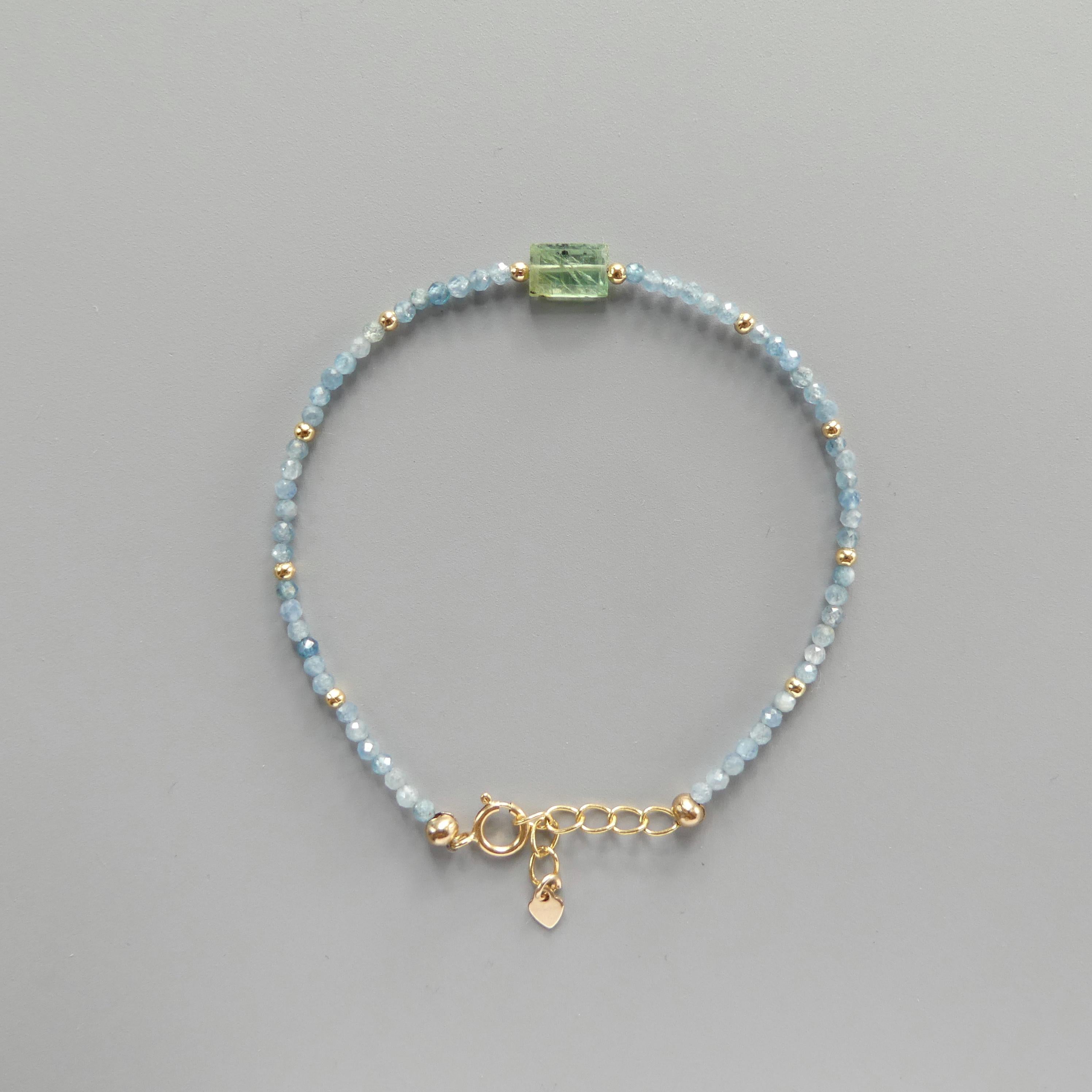 Tiny Parabia Blue and Green Kyanite Bracelet - Dainty Gemstone Jewelry