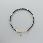 Tiny Black Spinel Bracelet -Dainty Minimalist Jewelry