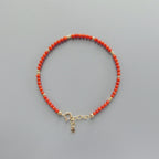 Tiny Italian Coral Bracelet - Dainty Gemstone Beaded Jewelry