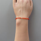 Tiny Italian Coral Bracelet - Dainty Gemstone Beaded Jewelry