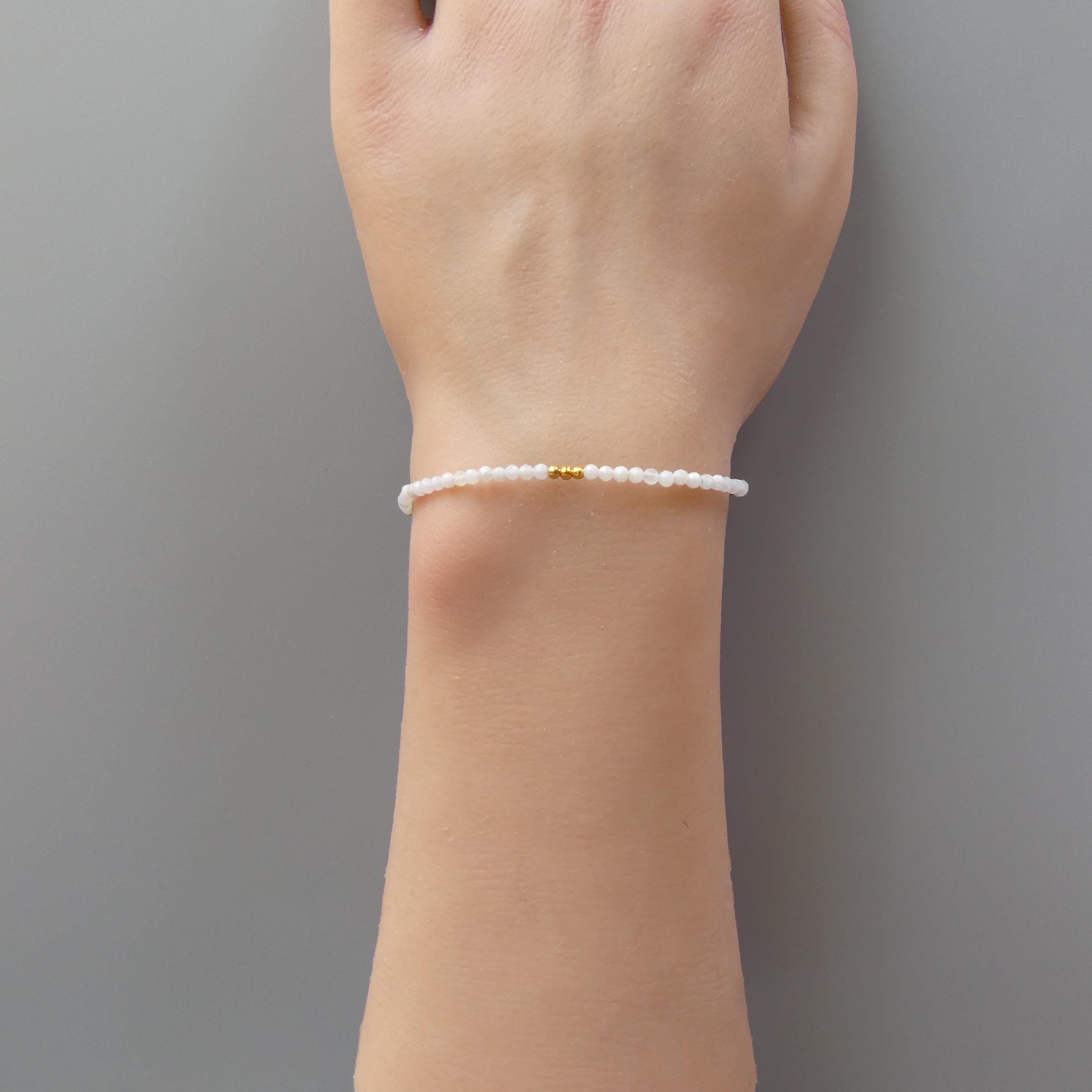 Tiny Blue Lace Agate Bracelet Dainty Gemstone Beaded Bracelet Everyday Stacking Jewelry Minimalist Crystal Birthday Gift Host Bridesmaid