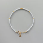 Tiny Angelite Bracelet Dainty Pale Blue Gemstone Beaded Bracelet Everyday Stacking Jewelry Minimalist Crystal Birthday Gift Wife Daughter