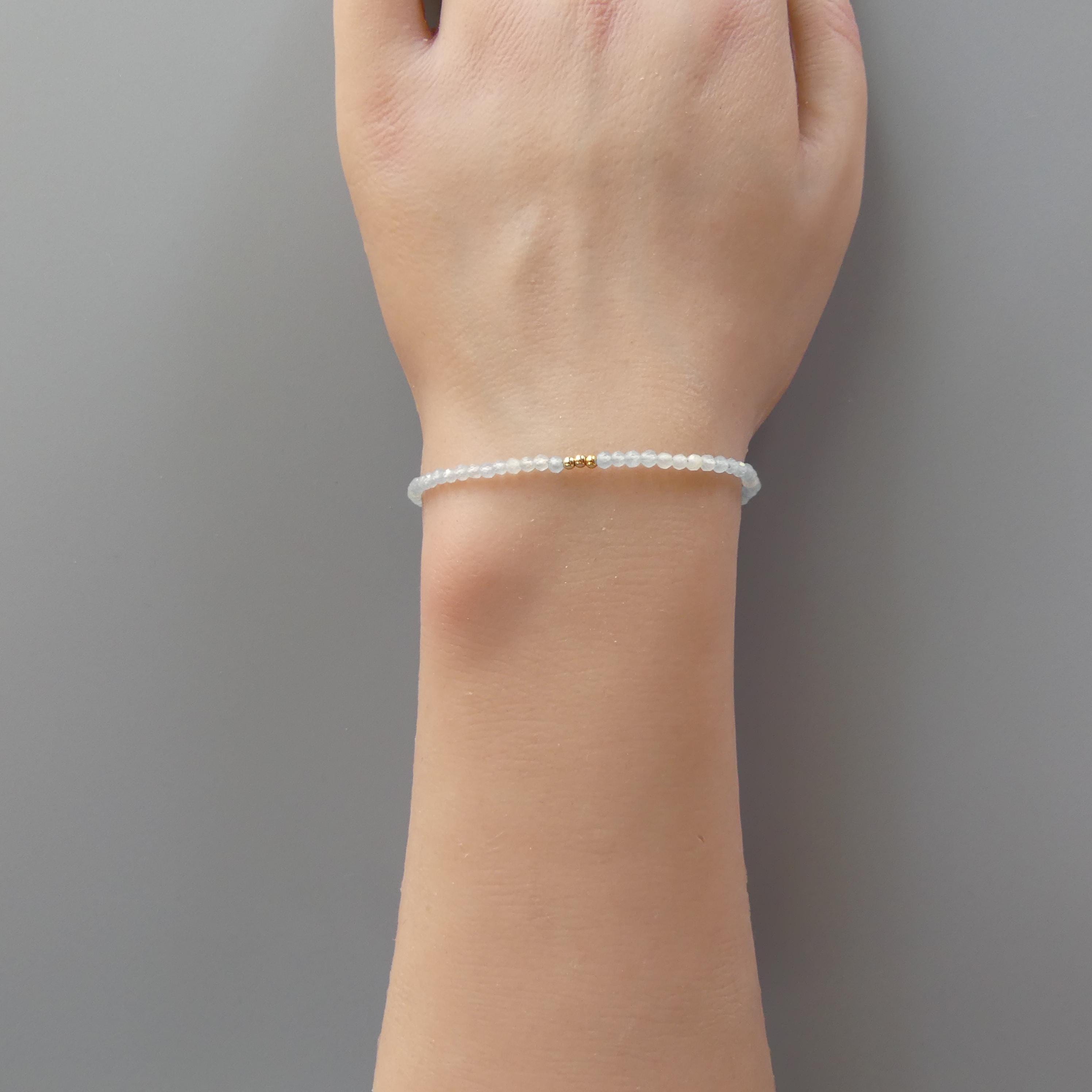Tiny Lemurian Bracelet Dainty Blue Gemstone Beaded Bracelet Everyday Jewelry Everyday Minimalist Crystal Birthday Gift Mom Wife Daughter