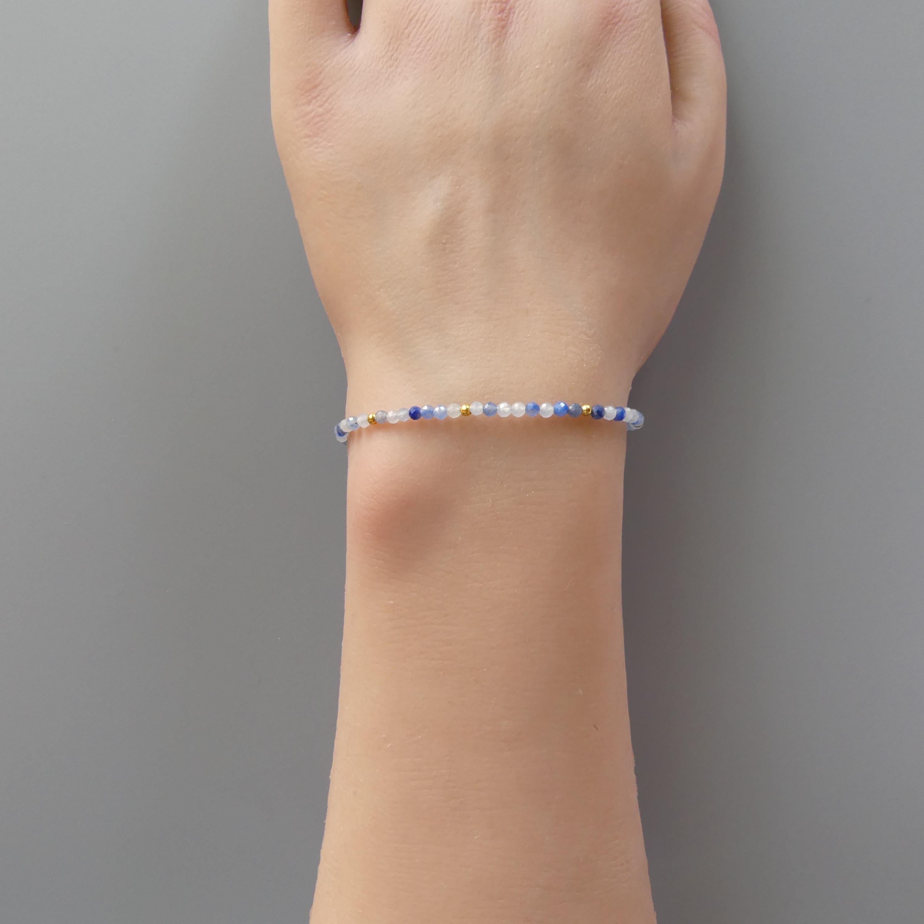 Tiny Blue Aventurine Bracelet Dainty Gemstone Beaded Bracelet Everyday Jewelry Everyday Minimalist Crystal Birthday Gift Mom Wife Daughter