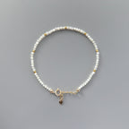Tiny Mother of Pearl Bracelet Dainty Pearly White Small Bead Minimalist Jewelry Trendy June Birthstone Birthday Gift for Women Bridesmaids