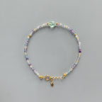 Tiny Fluorite Bracelet Dainty Gemstone Beaded Bracelet Colorful Jewelry Boho Chic Rainbow Jewelry Stacking Birthday Gift Wife Mom Sister