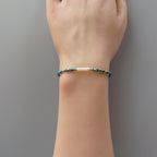 Tiny Chrysocolla and Freshwater Pearl Bracelet -Dainty Beaded Jewelry