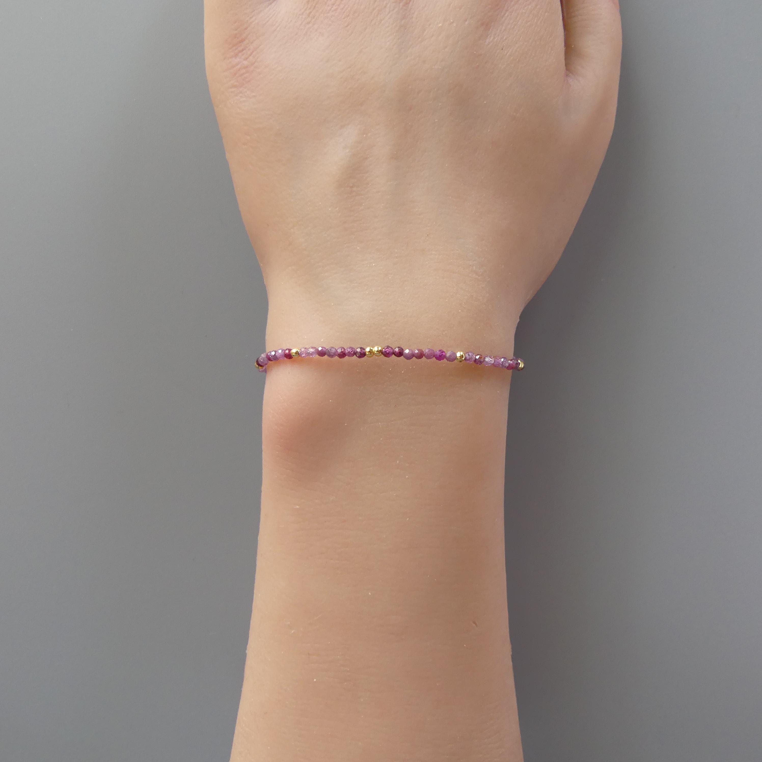 Tiny Ruby Bracelet - Dainty Beaded Jewelry