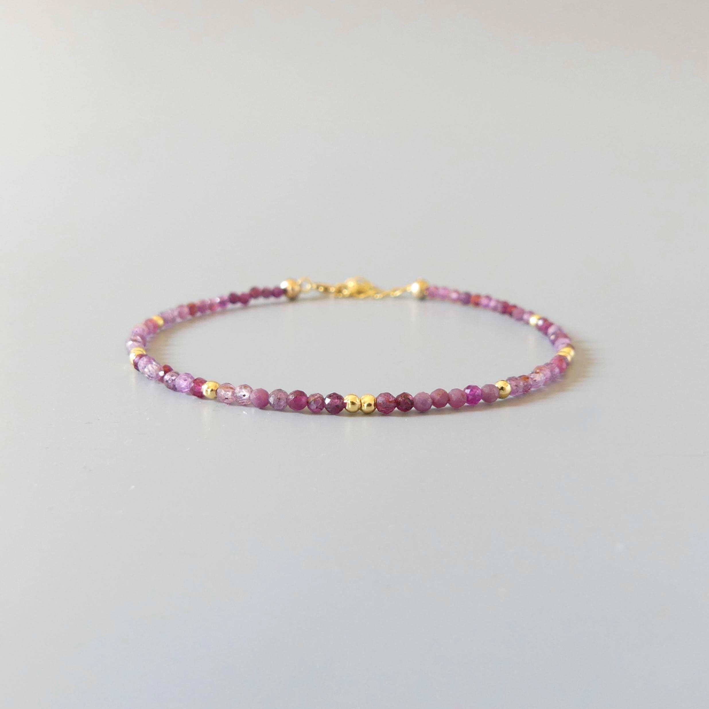 Tiny Ruby Bracelet - Dainty Beaded Jewelry