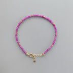 Tiny Hot Pink Quartz Bracelet Dainty Magenta Gemstone Beaded Bracelet Minimalist Jewelry Gift Self Care Birthday Gift Bridesmaid Mom Wife