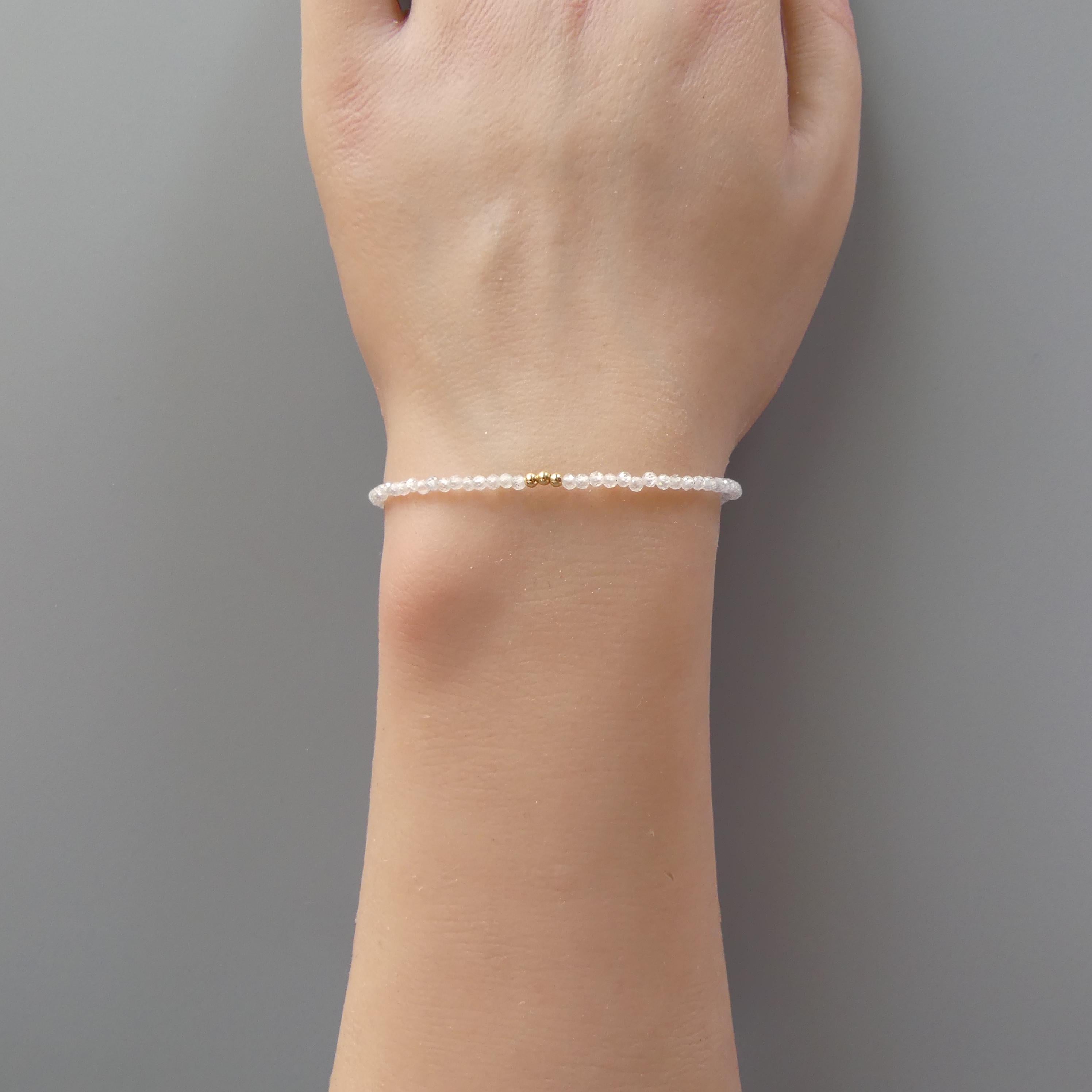 Tiny Diamond Zircon Bracelet - Dainty Sparkly April Birthstone Jewelry