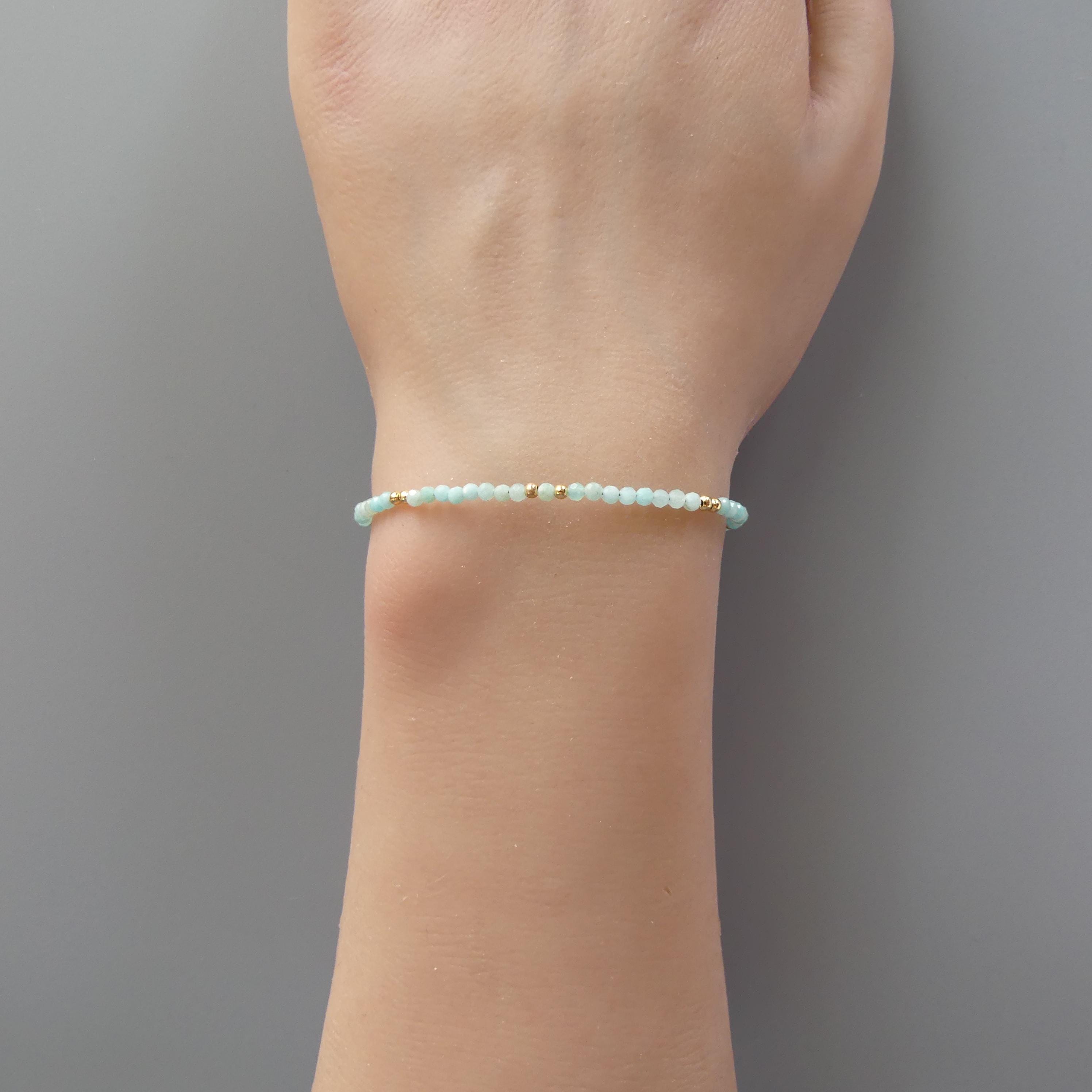 Tiny Peruvian Amazonite Bracelet - Dainty Minimalist Beaded Jewelry