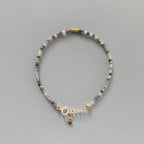 Tiny Rutilated Quartz Bracelet Dainty Turmalinated Gemstone Beaded Crystal Jewelry Minimalist Stacking Bracelet Birthday Gift Daughter Wife