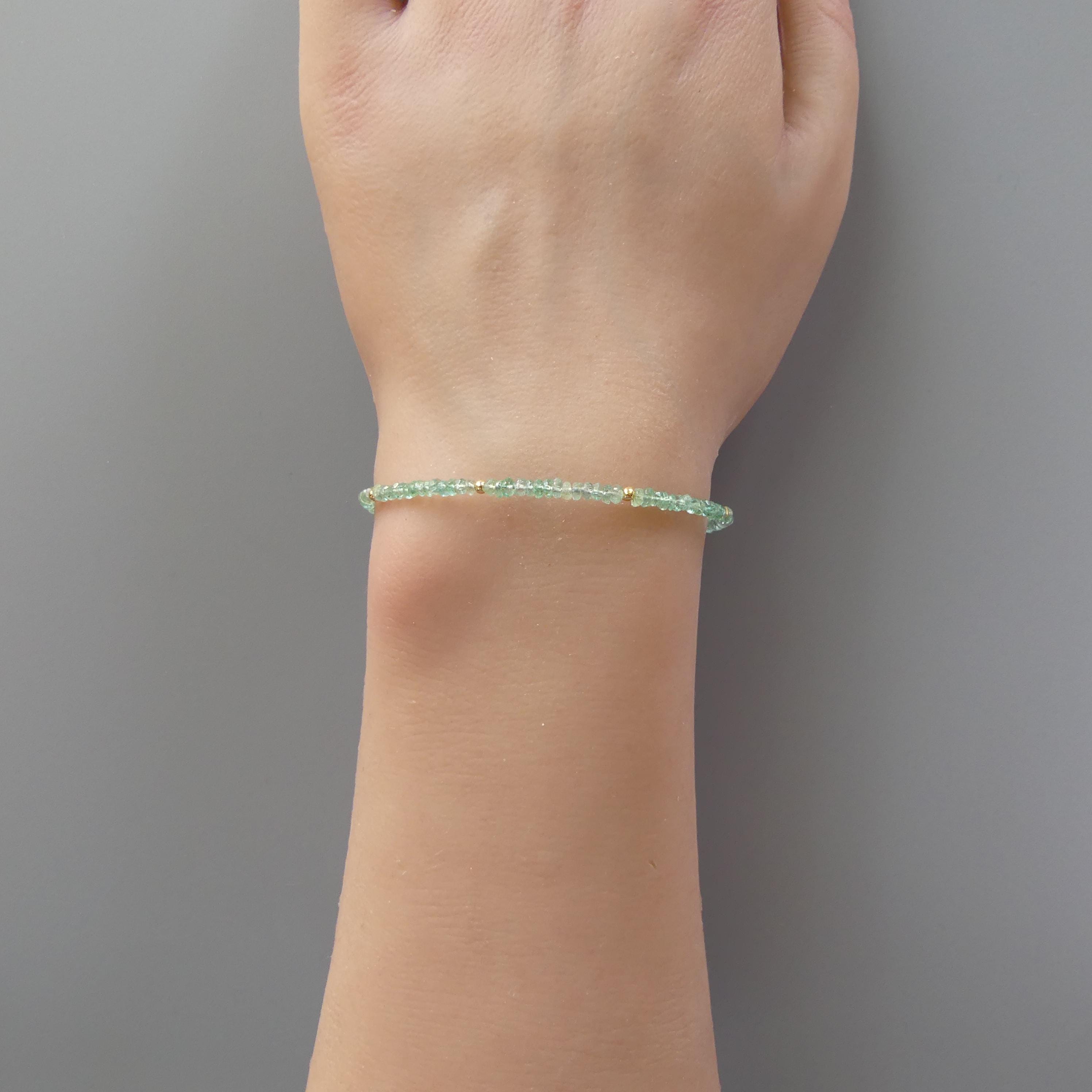 Tiny Zambian Emerald Bracelet -Dainty Beaded Jewelry