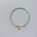 Tiny Zambian Emerald Bracelet -Dainty Beaded Jewelry