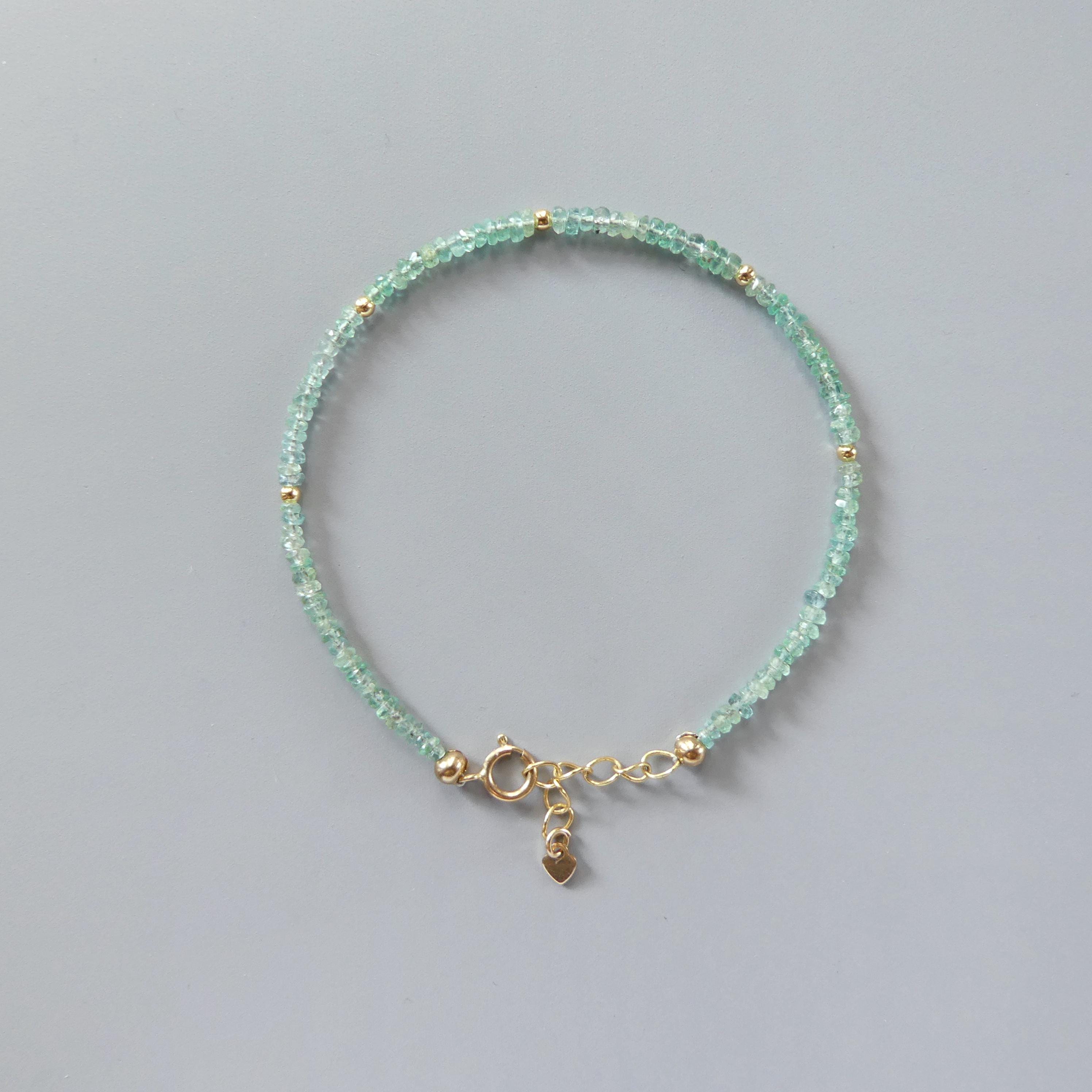 Tiny Zambian Emerald Bracelet -Dainty Beaded Jewelry