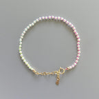 Tiny Pearl Knot Bracelet Dainty Rainbow Neon Silk Knotted Jewelry Minimalist Freshwater Pearl June Birthstone Birthday Gift 30th Anniversary