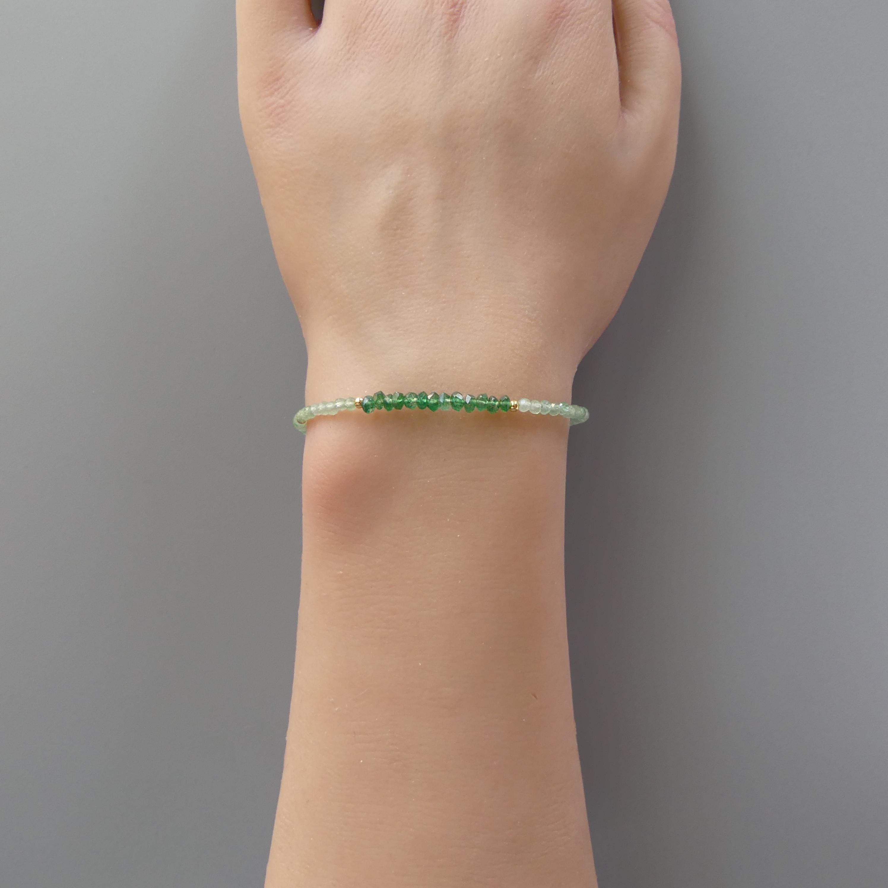 Tiny Green Aventurine Bracelet - Dainty Gemstone Beaded Jewelry