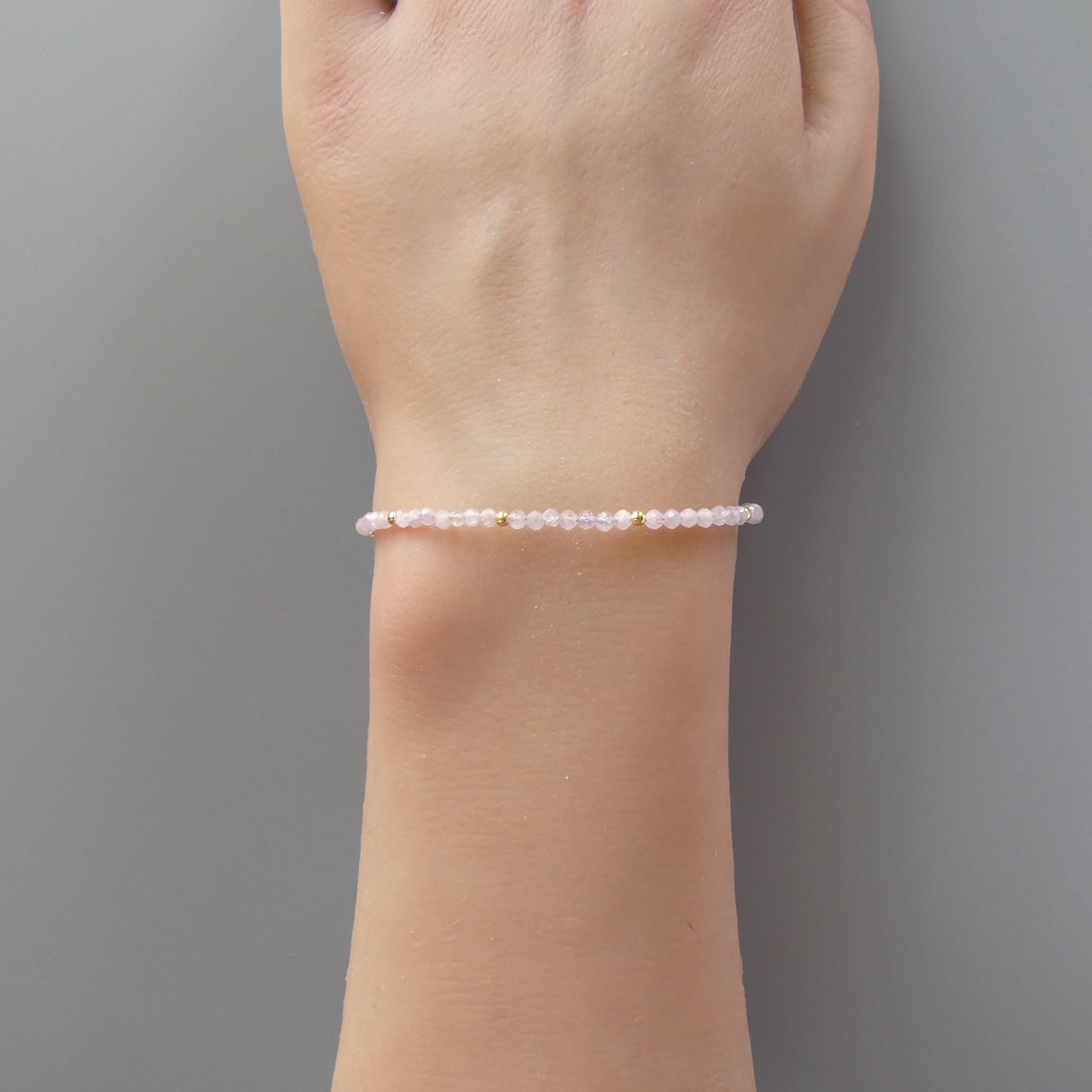 Tiny Kunzite Bracelet - Dainty Gemstone Beaded Jewelry