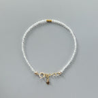 Tiny Rock Quartz Bracelet Dainty Clear Quartz Gemstone Beaded Bracelet Sparkly Crystal Jewelry Minimalist April Birthstone Birthday Gift