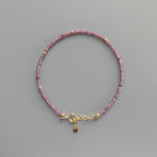 Tiny Pink Garnet Bracelet -Dainty January Birthstone Jewelry