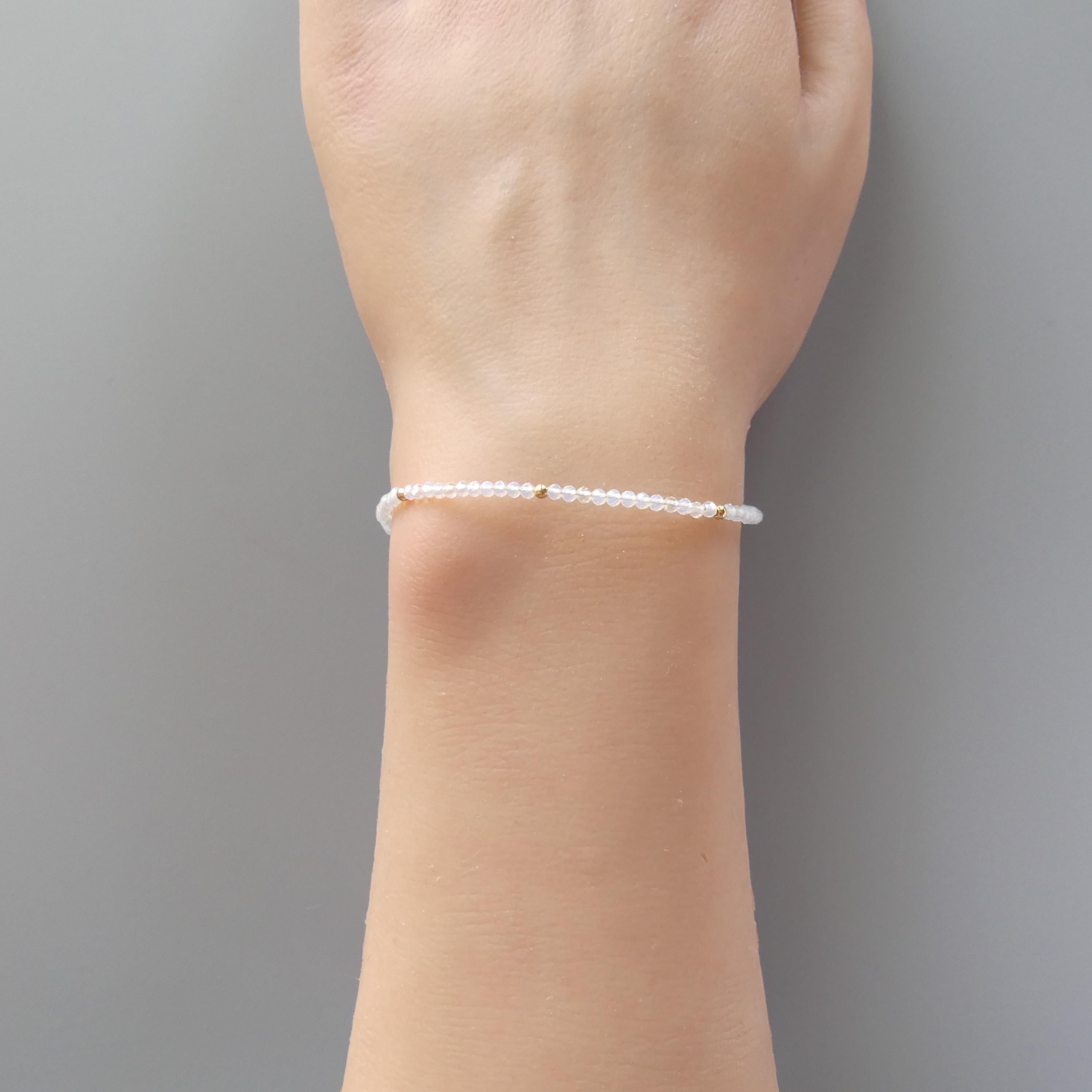Tiny Opalite Bracelet - Dainty Gemstone Beaded Jewelry