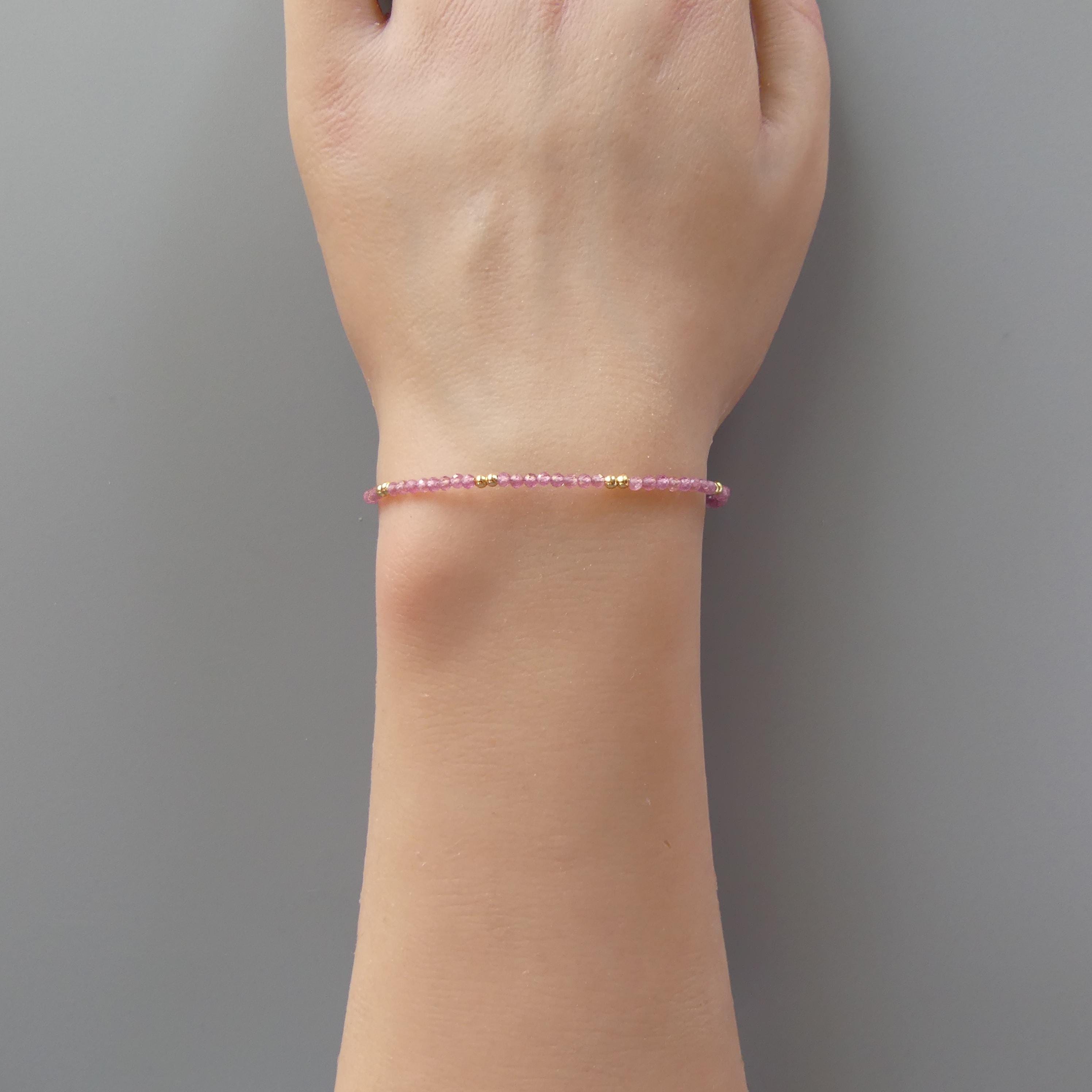 Tiny Pink Tourmaline Bracelet - Dainty October Birthstone Jewelry