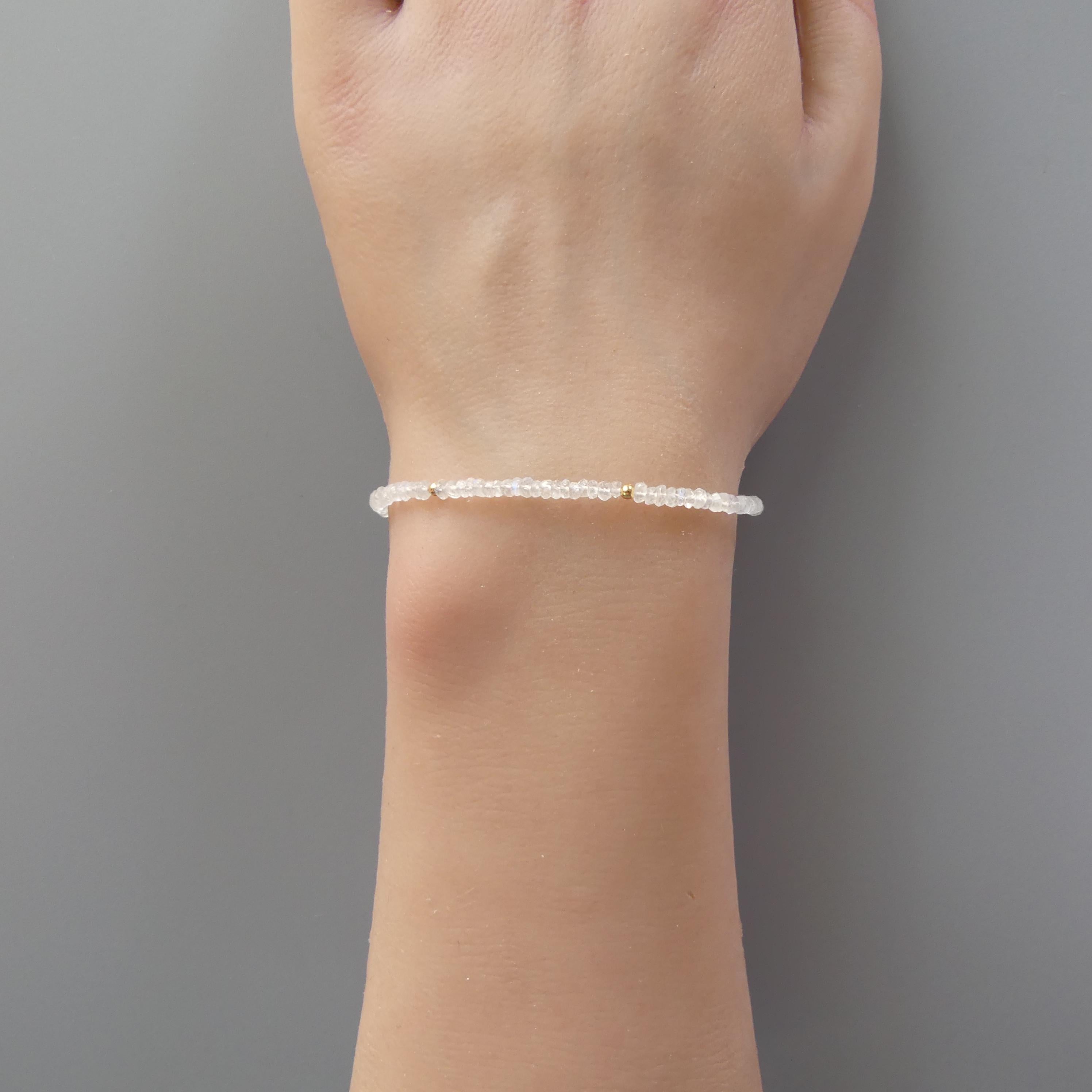 Tiny Rainbow Moonstone Bracelet - Dainty June Birthstone Jewelry