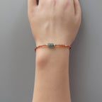 Tiny Teal Kyanite and Garnet Bracelet - Dainty Gemstone Jewelry